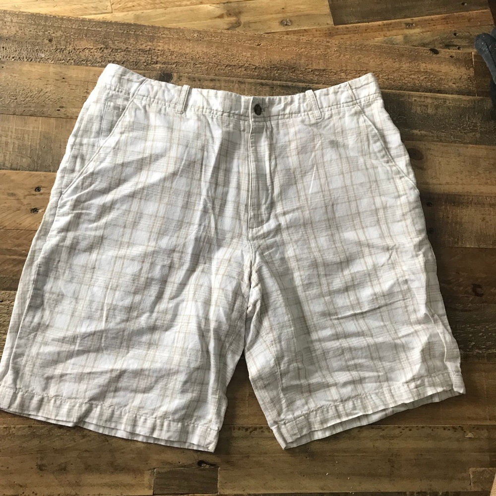 Perry Ellis Linen Plaid Shorts Size 32 *Summer